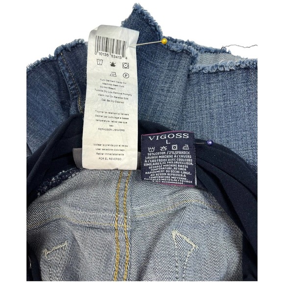 A Pea In The Pod Maternity Vigoss Patchwork Distressed Denim Jean Shorts Blue L - Picture 7 of 9